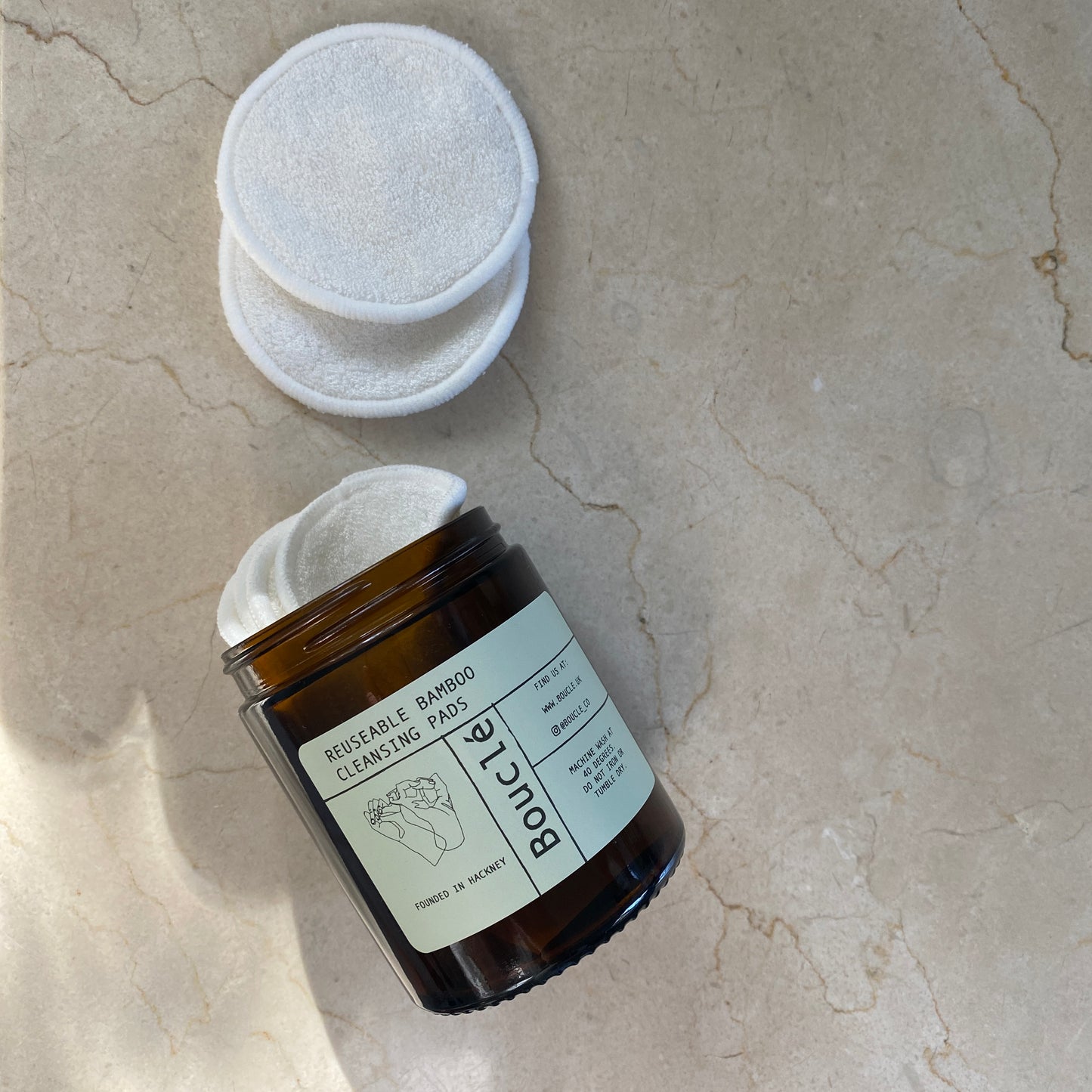 Bamboo Reusable Makeup Remover Pads in Amber Glass Jar