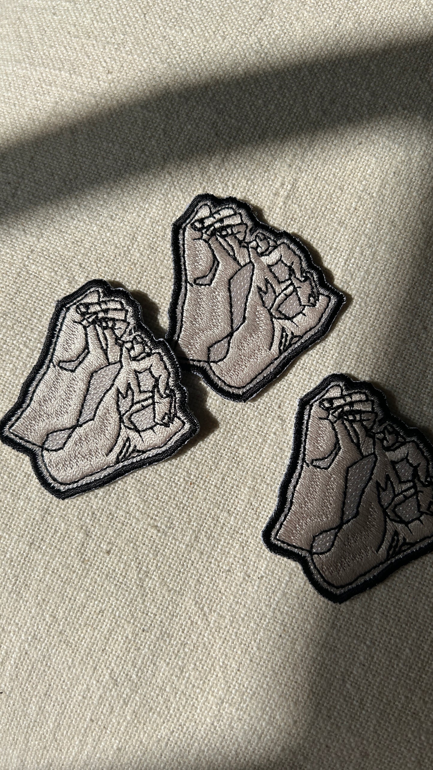 Interlinked Hands Embroidered Iron on Patch