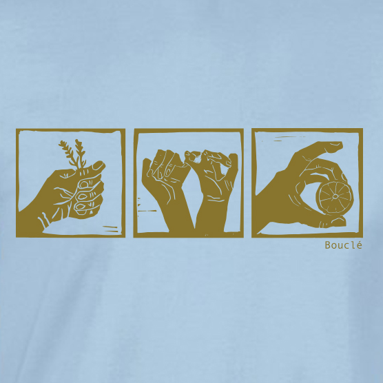 Woodcut Trio Screen Printed Light Blue Short Sleeved T-Shirt