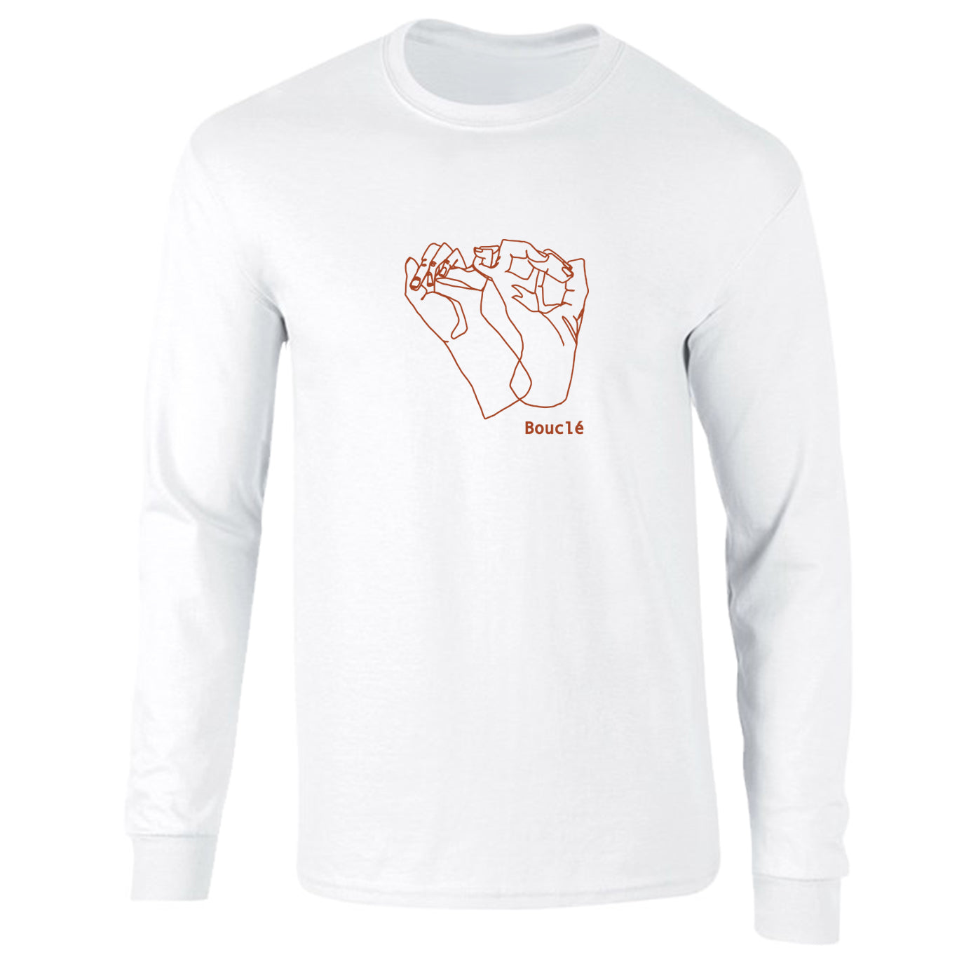 Interlinked Hands Screen Printed Cotton White Long Sleeved T-Shirt