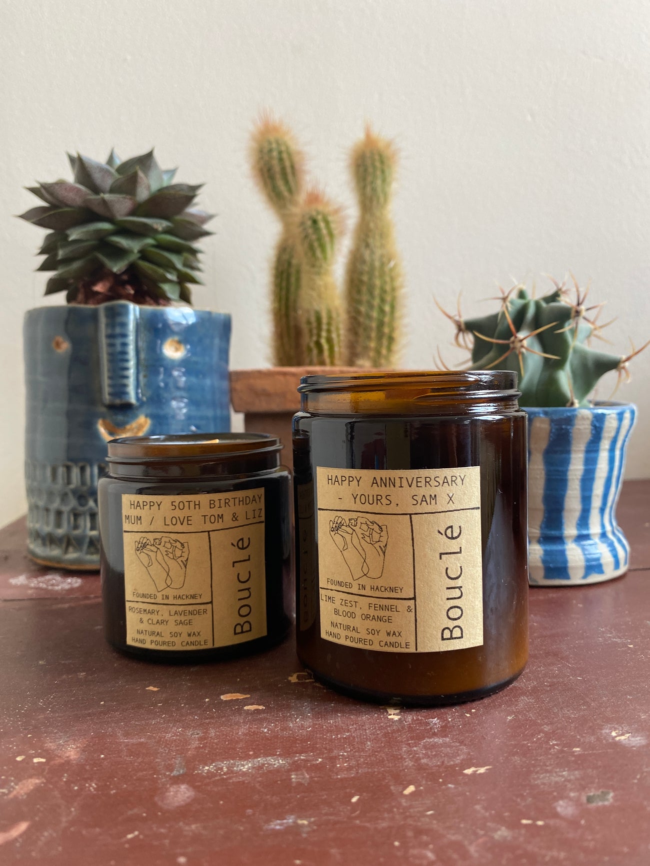 Personalised all-natural birthday candles or bespoke soy wax anniversary candle gift