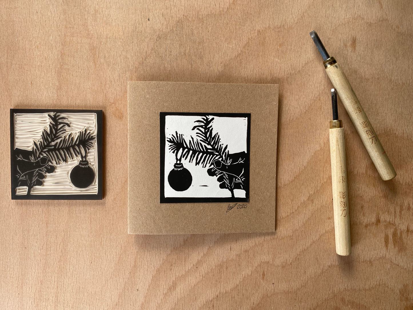 Handprinted Christmas Cards Set