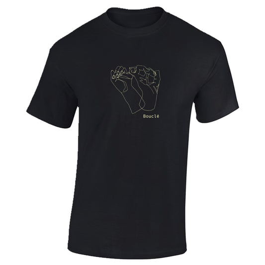 Interlinked Hands Screen Printed Black Short Sleeved T-Shirt