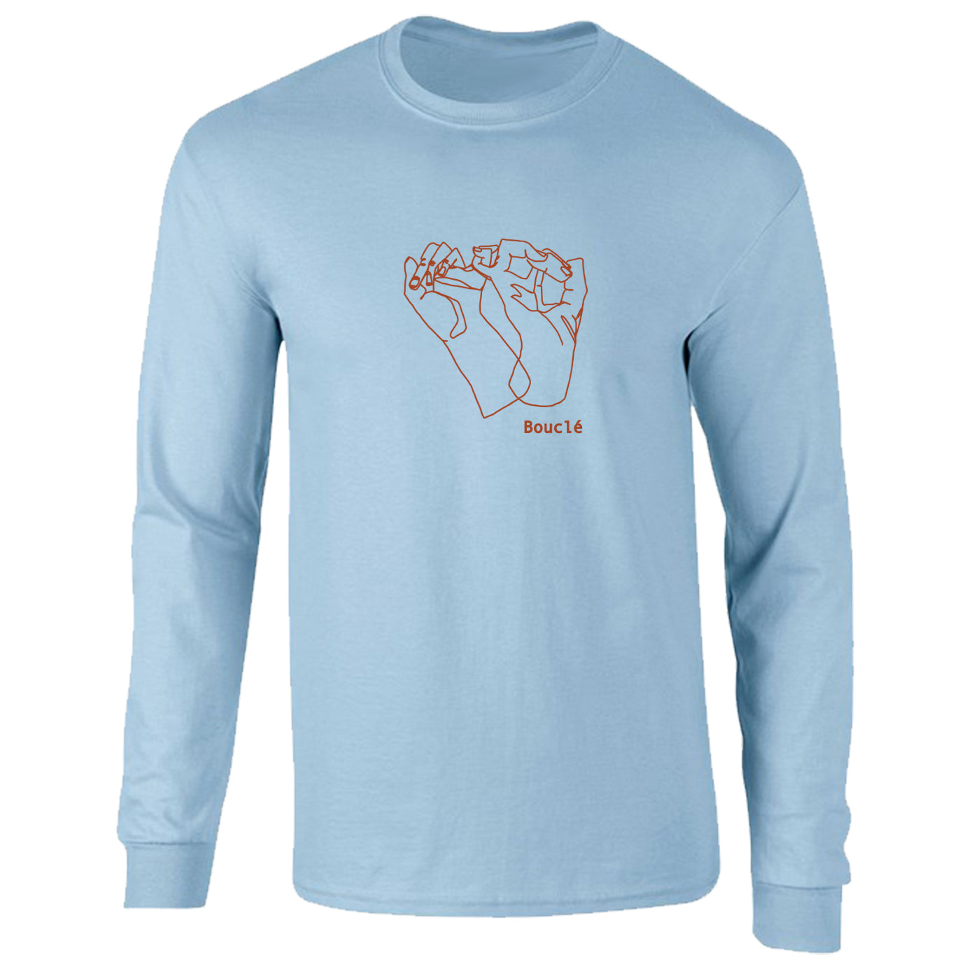 Interlinked Hands Screen Printed Cotton Light Blue Long Sleeved T-Shirt