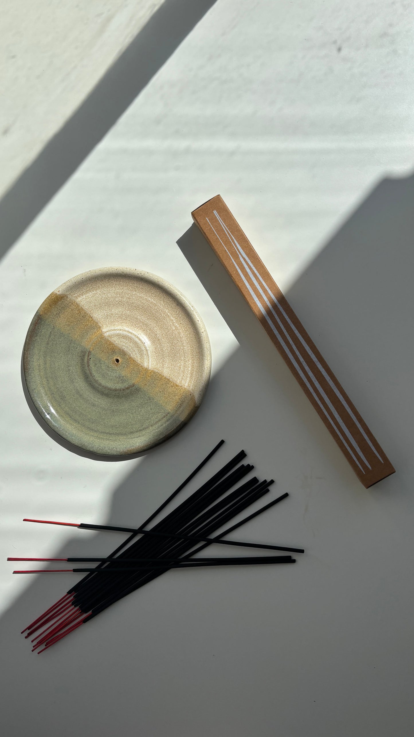 Bamboo Ceramic Incense Holder & Natural Incense Stick Set