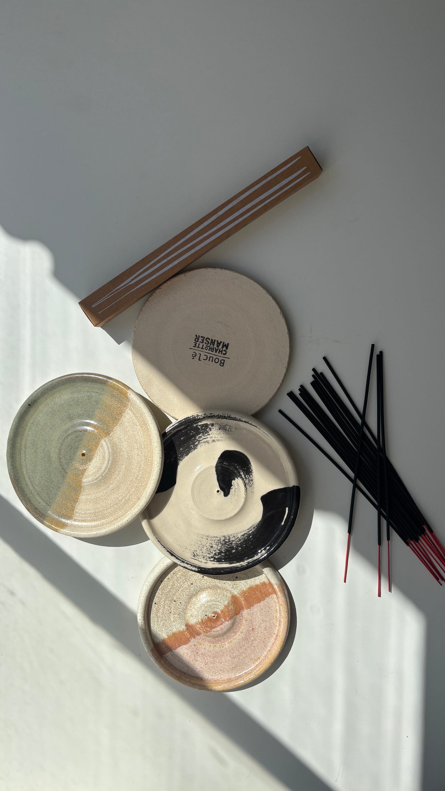 Bamboo Ceramic Incense Holder & Natural Incense Stick Set