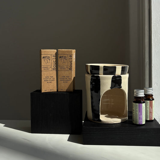 Stripe Ceramic Oil Burner with Essential Oil Blends (Charlotte Manser x Bouclé)