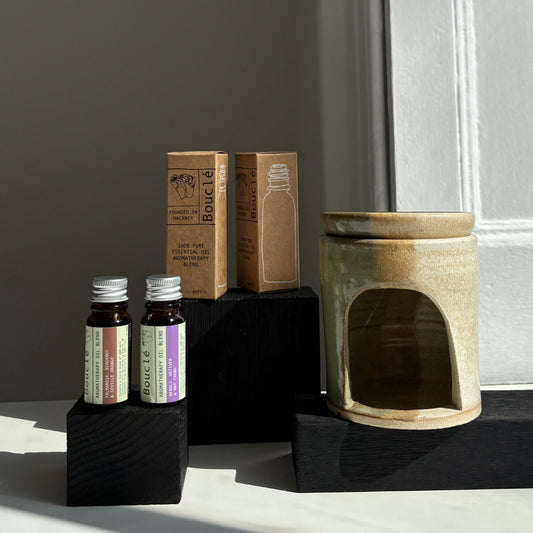 Bamboo Ceramic Oil Burner with Essential Oil Blends (Charlotte Manser x Bouclé)