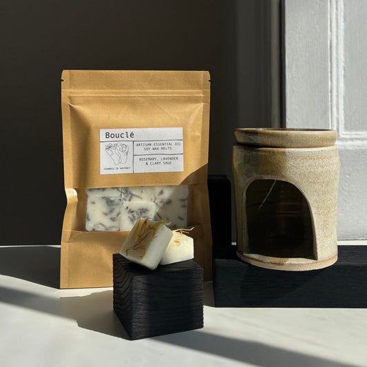 Bamboo Ceramic Wax Burner with Essential Oil Wax Melts (Charlotte Manser x Bouclé)
