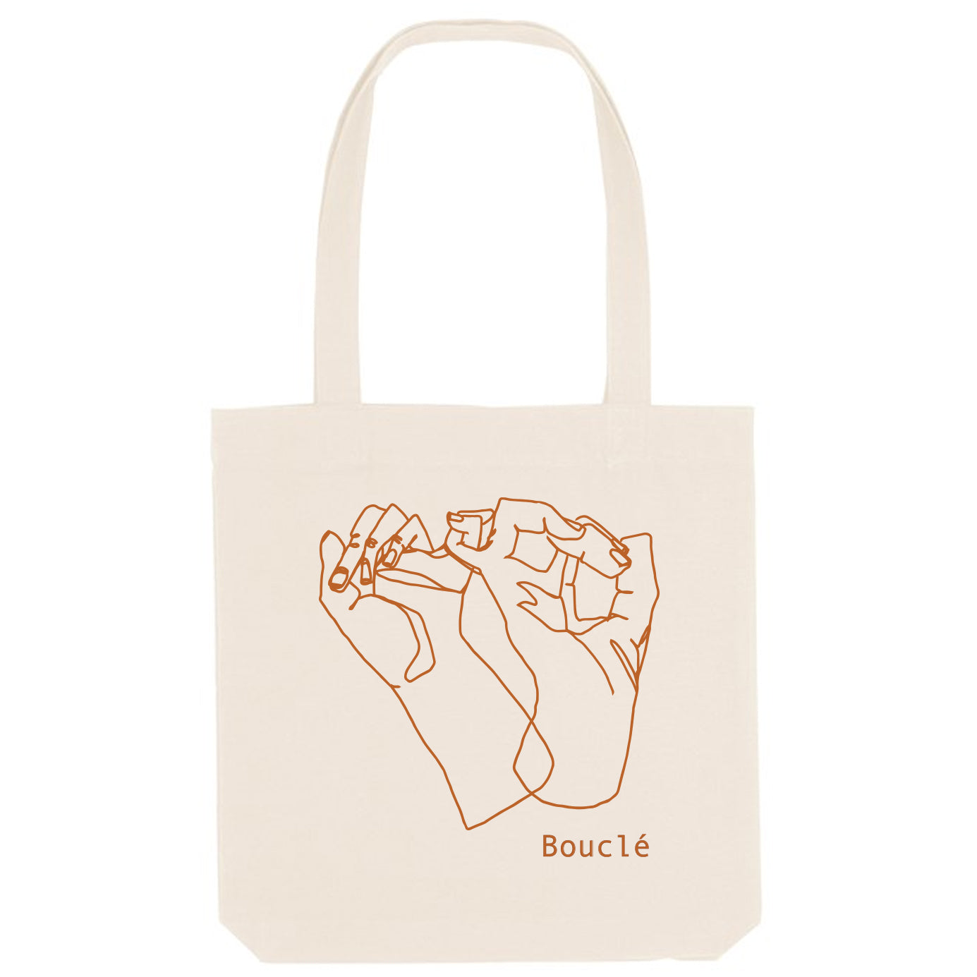 Ecru Recycled Woven Shopper Bag with Terracotta Interlinked Hands Screenprint