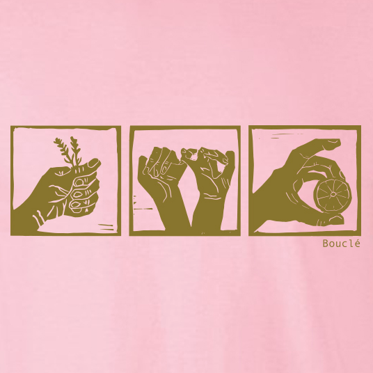Woodcut Trio Screen Printed Cotton Pink Long Sleeve T-Shirt