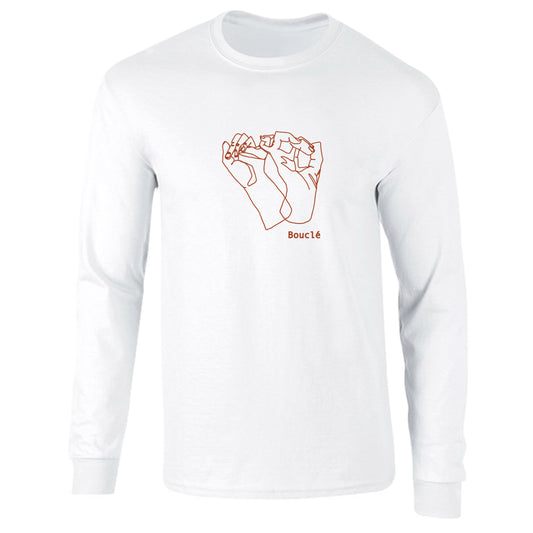 Interlinked Hands Screen Printed Cotton White Long Sleeved T-Shirt