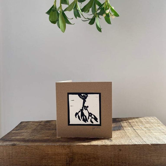 Mistletoe in Hand // Handprinted Christmas Card